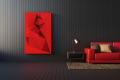 The modern RED-BLACK-WHITE interior of Living Area and Soft Sofa