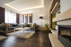 Interior of a living room with fireplace